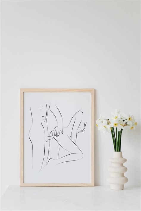 Digital Download Sensual Bedroom Wall Art Erotic Line Art Nude Female Body Sensual Couple