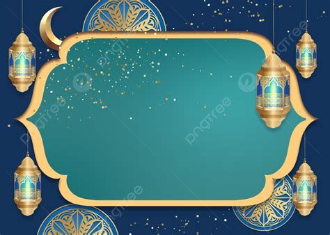 Blue Ramadan Islamic Pattern Border Background Ramadan Lantern Islam