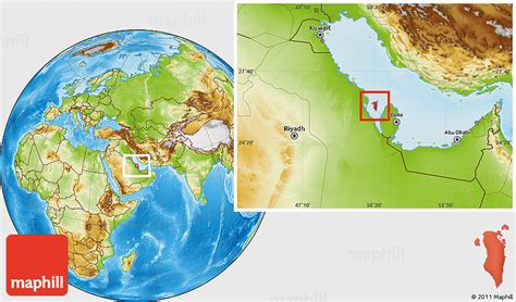 Physical Location Map of Bahrain