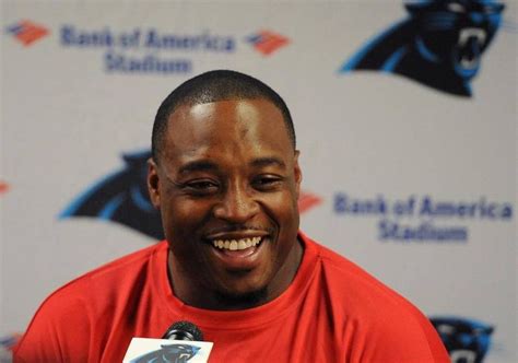 Carolina Panthers Fullback Mike Tolbert Smiles As He Responds To A