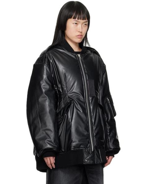 Blouson Aviateur Isol Noir En Cuir Synth Tique Junya Watanabe En