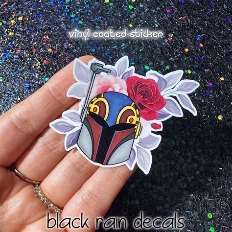 Sabine Wren Mandalorian Helmet Flower Sticker Star Wars Vinyl Coated