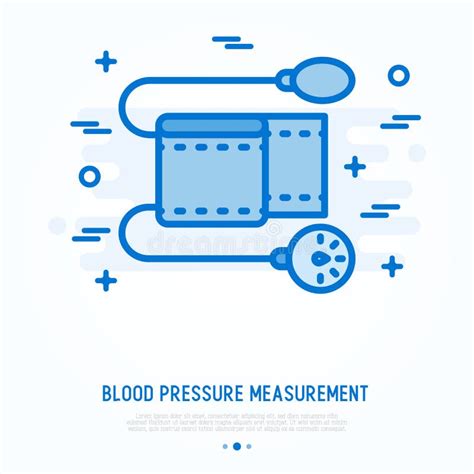 Blood Pressure Measurement Thin Line Icon Stock Vector Illustration