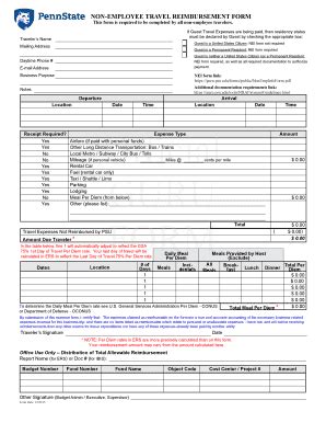 Fillable Online Guru Psu Non Employee Travel Reimbursement Form Non