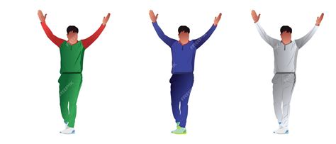 Premium Vector Set Of Cricket Bowler Celebrating After Taking A Wicket
