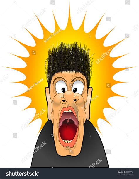 Vector Cartoon Graphic Depicting A Man Screaming - 1791556 : Shutterstock