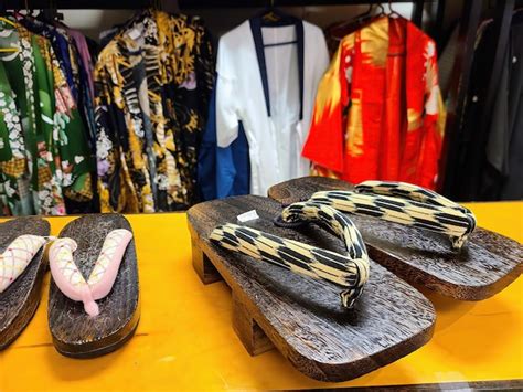 Premium Photo Japanese Geta And Kimonos On Display