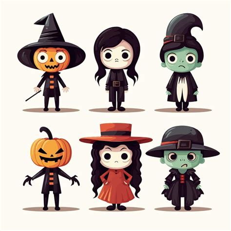 Conjunto De Colecci N De Personajes De Calabaza De Halloween Vectorial