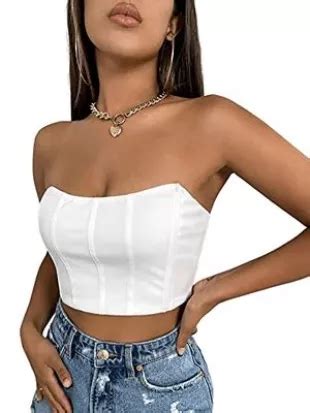 Shein Strapless Corset Tops Sleeveless Bandeau Bustier Crop Tube Top