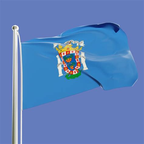 Bandeira De Melilla Espanha No Mastro Da Bandeira Balan Ando Ao Vento