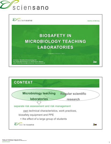 PDF BIOSAFETY IN MICROBIOLOGY TEACHING LABORATORIES Microbiology