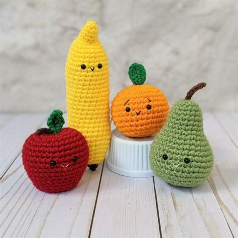 Crochet Pattern Pack Lunchbox Fruits Apple Banana Orange Pear