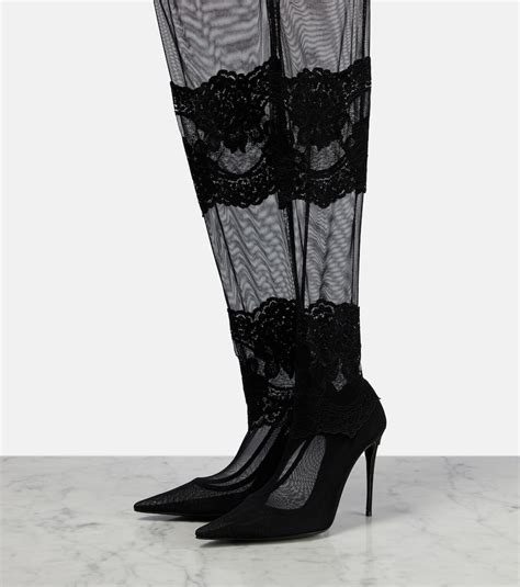 Dolce Gabbana Over The Knee Sock Boots In Black ModeSens