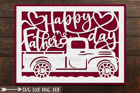 Happy Fathers Day Card Svg Dxf Laser Cricut Cut Out Template By