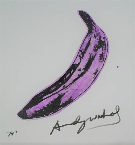 a drawing of a purple banana on a white background