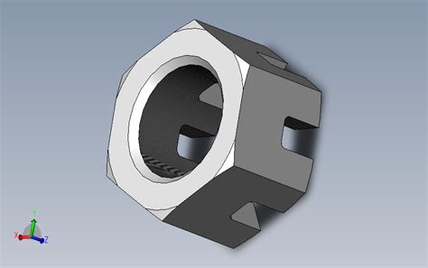 六角开槽薄螺母GB6181 SOLIDWORKS 2009 模型图纸下载 懒石网