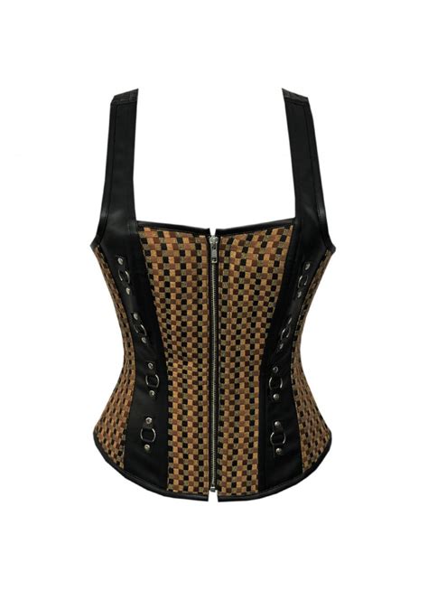 Cotton Jute Leather Shoulder Strap Gothic Steampunk Bustier Overbust