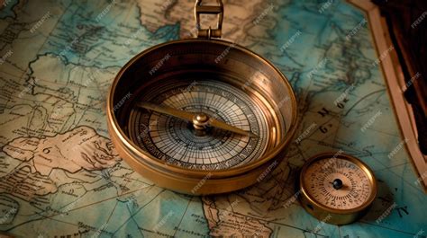 Premium Photo Old Antique Compass On A Paper Map Blue Gold Background Wallpaper Goals