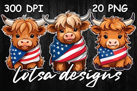 American Highland Cow Graphic By Lotsa Designs Creative Fabrica