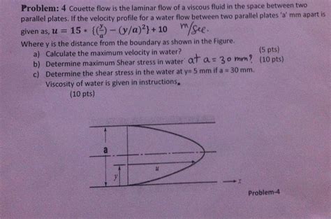 Solved Couette flow is the laminar flow of a viscous fluid | Chegg.com