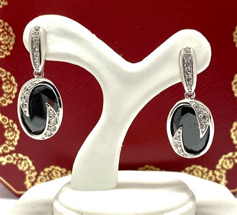 925 Sterling Silver 11 20ct Black Spinel And White Topaz Earrings Property Room