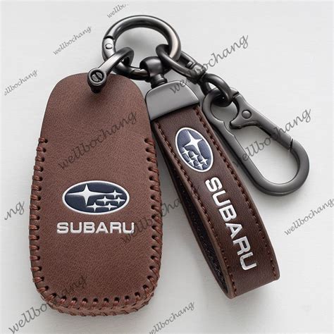 Genuine Leather Smart Car Key Case Cover Shell Chain For For Subaru Xv