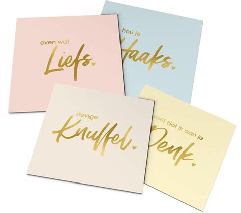 Tallies Cards Greeting Ansichtkaarten Liefs Pastel Set Van 4