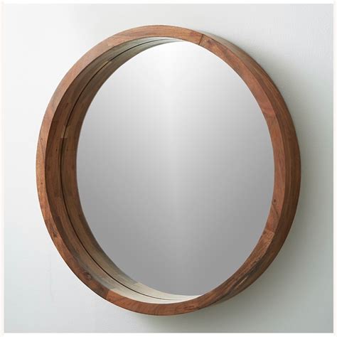 Cb2 Acacia Wood 24 Inch Round Mirror Aptdeco