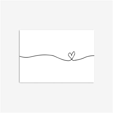 Heart Print, Line Art, Minimalist Wall Decor, Love Poster, Home Office ...