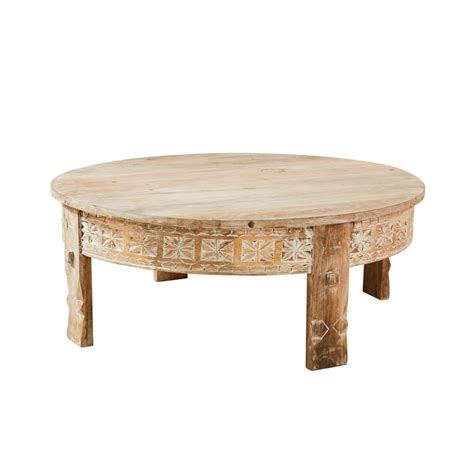 Table Basse Ronde En Manguier Massif Sculpt Manilal Maisons Du Monde