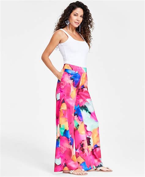 I N C International Concepts Womens Wide Leg Printed Pants Created