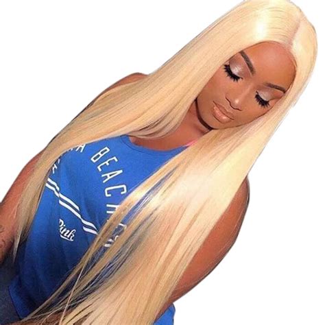 613 Blonde Lace Front Wig 130 Density Straight Pre Plucked Brazilian