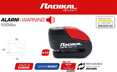 RADIKAL RK10 High Security Disc Lock Alarm 120 DB SRA Approved Black