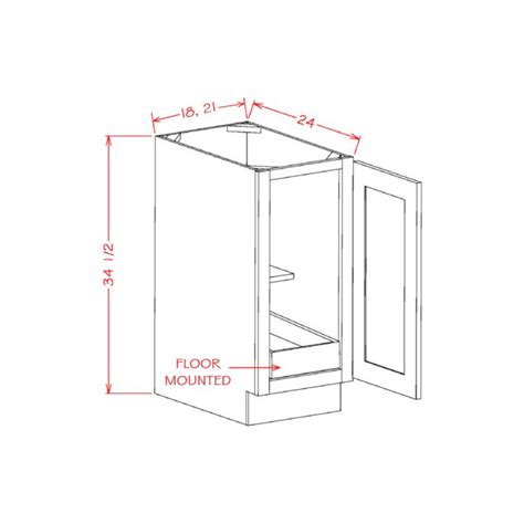 Brilliant White Shaker 18 Full Height Door Base Cabinet With 1 Rollout