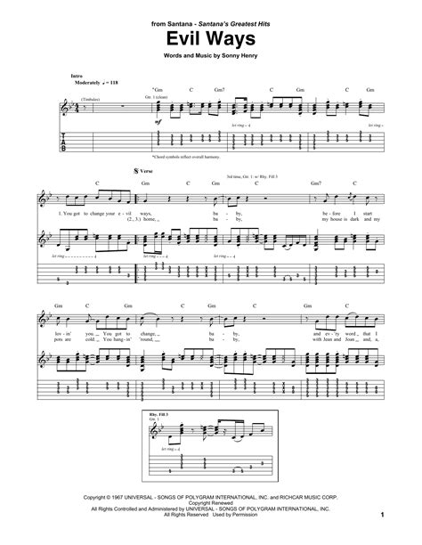 Evil Ways by Santana - Guitar Tab - Guitar Instructor