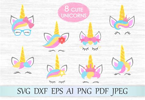 Unicorn Kit Svg Unicorn Svg File Unicorn Head Svg Unicorn Face Svg Cute Unicorns Unicorn