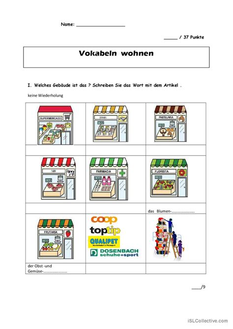 Wohnen Deutsch DAF Arbeitsblätter pdf doc