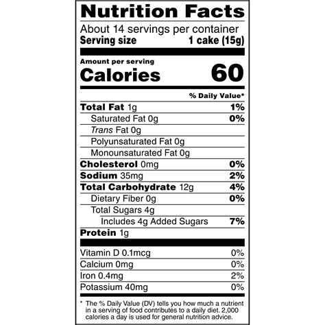 Rice Cake Nutrition Label