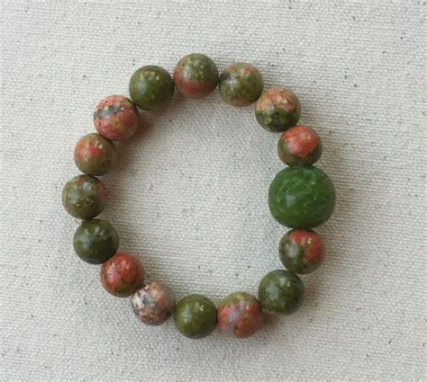 Bracelet Jewelry Semiprecious Stones Unakite Etsy