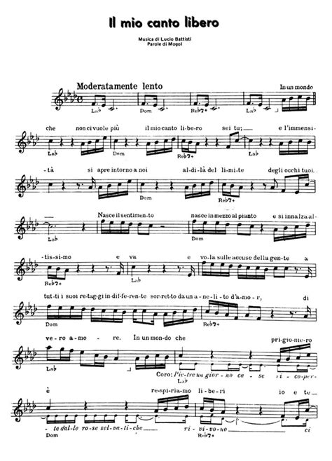 Lucio Battisti Il Mio Canto Libero Sheet Music Easy Sheet Music