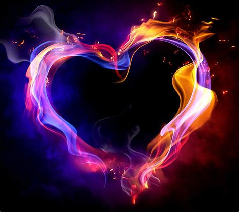 Blue Fire Heart Wallpaper