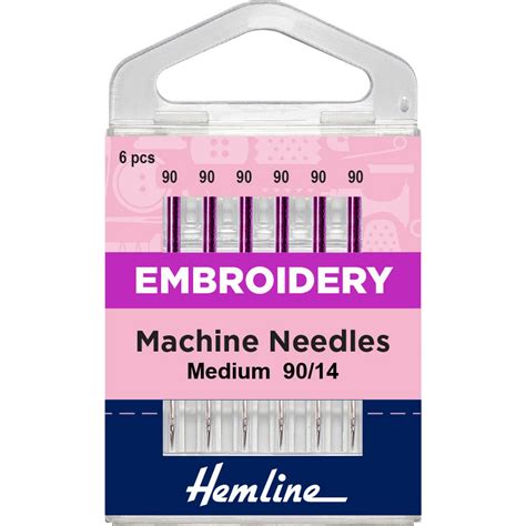 Embroidery Machine Needles Medium 90/14 6 pcs – Hemline