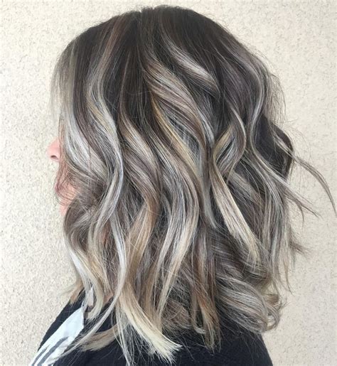 60 Ideas Of Gray And Silver Highlights On Brown Hair Dark Hair With Highlights Blending Gray