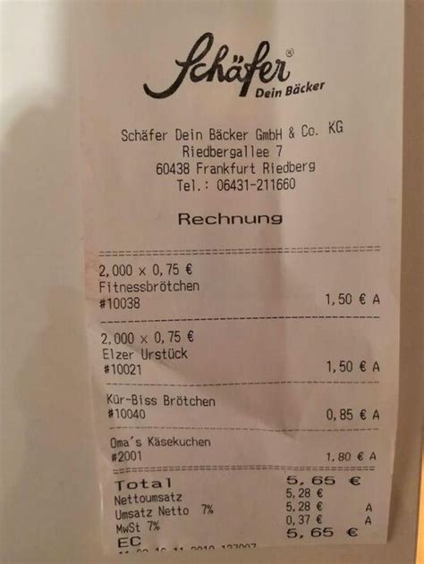 Speisekarte von Schäfer Dein Bäcker GmbH cafe Frankfurt am Main