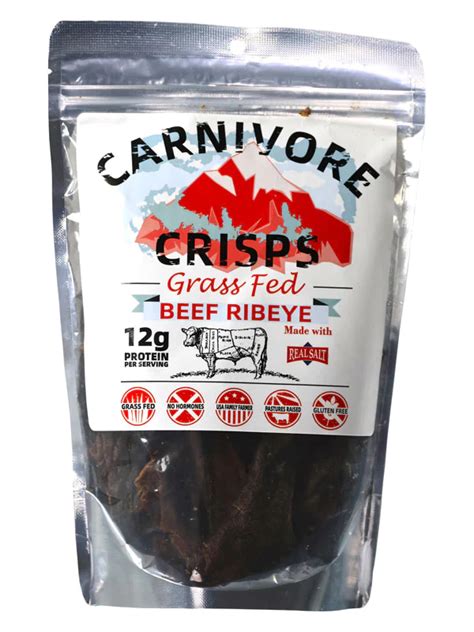 Carnivore Crisps Beef Ribeye 15 Oz Grass Fed Farmed In The Usa Gluten Free No Hormones High In