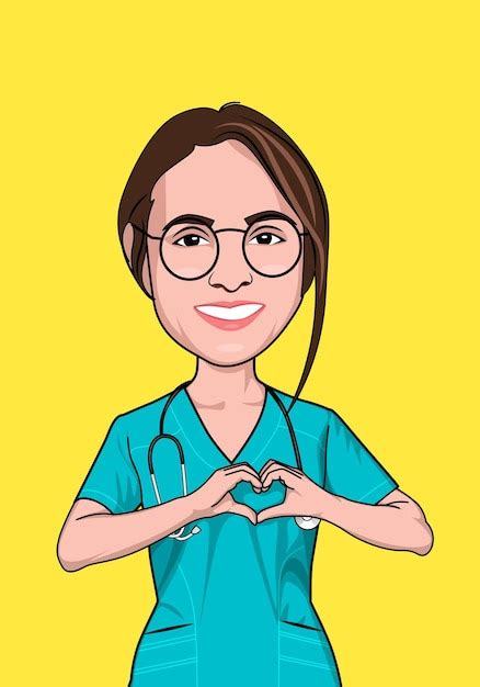 Hermosa Mujer Doctora Enfermera Con Delantal Estetoscopio Vector