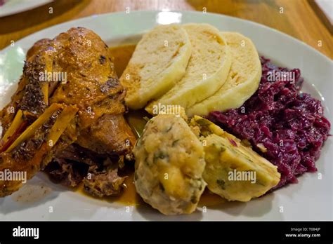 Pecena Kachna Roast Duck With Dumplings And Sauerkraut Prague Czech