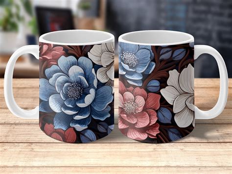 Sublimation Tasse Blumenmuster 2 Größen Graphic by Autismusmama