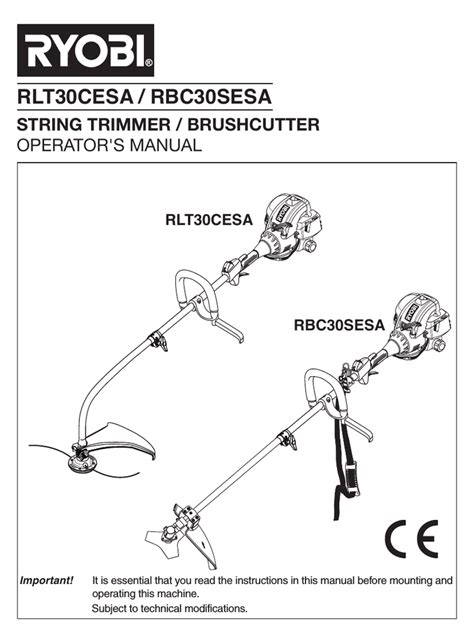 Ryobi Volt Weed Wacker Owners Manual