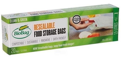 Biobag Compostable And Resealable Food Storage Bags 20 Bags Wholesome Hub